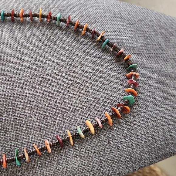 Native American Santo Domingo Handmade Turquoise, Spiny, & Heishi Necklace 💙🧡 - Picture 2 of 16